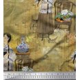 thumbnail image 1 of Soimoi Velvet Fabric Flower Vase,Cat & Girl Human Figure Decor Fabric Printed Yard 58 Inch Wide, 1 of 3