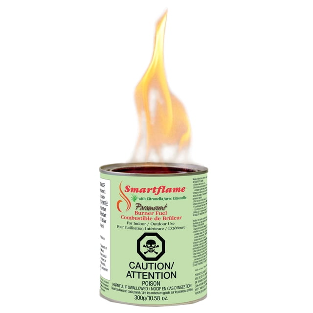 Paramount SMARTFLAME Carburant à la Citronnelle dans un Cartouche Métallique de 3000 BTU Brûlant avec une Flamme à Mèche, Étiqueté pour une Utilisation Intérieure et Extérieure avec Avertissements de Sécurité, Convient comme Carburant de Réchaud de camping et Combustible pour Brûleur de Jardin.