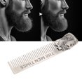 thumbnail image 3 of Gentleman Shape Stainless Steel Portable Pocket Beard Shaving Comb Mustache Hair, 3 of 8