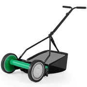 Gymax Tondeuse manuelle 14 po avec ramasseur d'herbe amovible de 6,6 gallons à 5 lames pour jardin vert