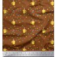 thumbnail image 1 of Soimoi Brown Poly Georgette Fabric Boxes & Coffee Cups Print Fabric by the Yard 52 Inch Wide, 1 of 3