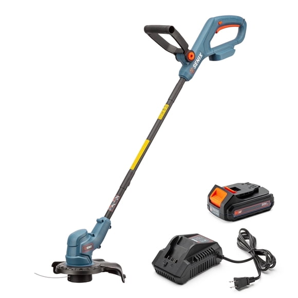 SENIX GTX2-L Coupe-Bordures à Fil 20 V à Arbre Droit Alimenté par Pile, Alimentation Automatique par Ligne, Largeur de Coupe 10 Pouces, Ramasse-Herbe, Sans Fil