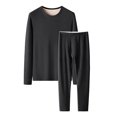 thumbnail image 1 of Men's Plus Size Autumn Winter Silk Wool Blend fleeced Lined Base Layer Set, Black, Size 6XL, 1 of 12
