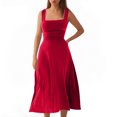 thumbnail image 1 of Timegard Robes d'Été pour Femmes à Larges Bretelles, Encolure Carrée, Sans Manches, Couleur Unie, Coupe Ajustée, Décontractée, Confortable, 1 of 6