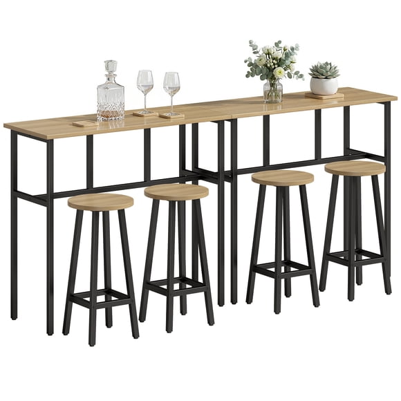 HOMCOM 6-Piece Bar Table Set with 2 Breakfast Tables 4 Stools for Kitchen