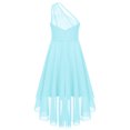 thumbnail image 4 of Manyakai Robe à une Épaule pour Filles, Ourlet Haut-Bas, Robe de Princesse à Volants, Taille Haute, Robe de Danse de Soirée, Bleu Clair 8, 4 of 7