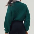 thumbnail image 4 of WRKEKC Chandail à Col Rond Uni pour Femme, Coupe Ample et Confortable en Molleton Éponge Français à Manches Longues Vert P, 4 of 8