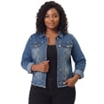 thumbnail image 1 of GRACE & GRANDEUR Veste en Denim Effiloché Délavée à Boutons devant pour Femme Grande Taille Bleu 3X, 1 of 6