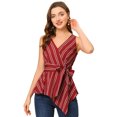 thumbnail image 1 of INSPIRE CHIC Hauts d'Été pour Femmes Sans Manches à Encolure en V Portefeuille à Nouer à la Taille TP Rouge, 1 of 5