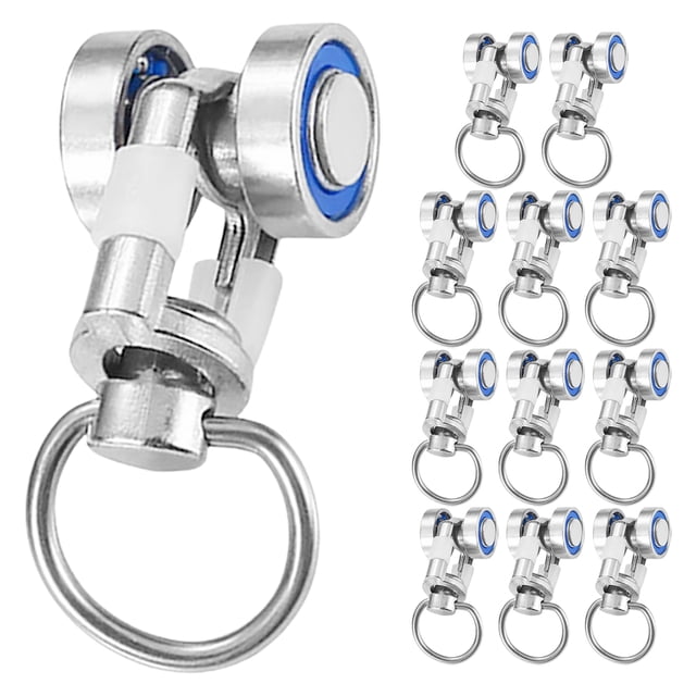 SHISUYAN 12pcs Metal Curtain Track Rollers Smooth Sliding Pulley Runners For Various Curtain Types Track Pulley Window Pulleys Curtain Runners