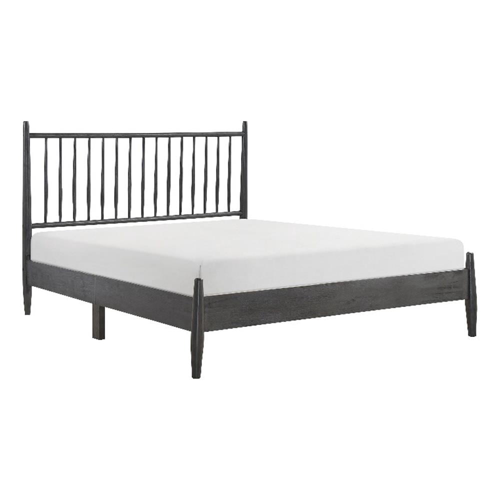 Pemberly Row Contemporary Wood Size Queen Platform Bed in Gray