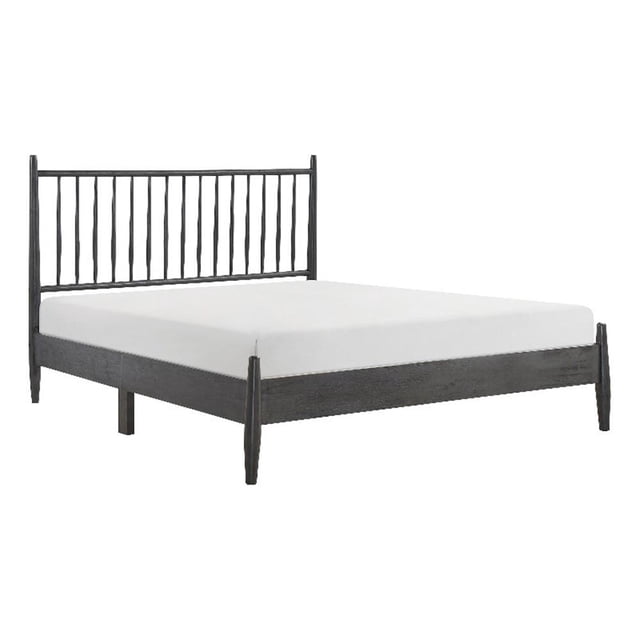 Pemberly Row Contemporary Wood Size Queen Platform Bed in Gray
