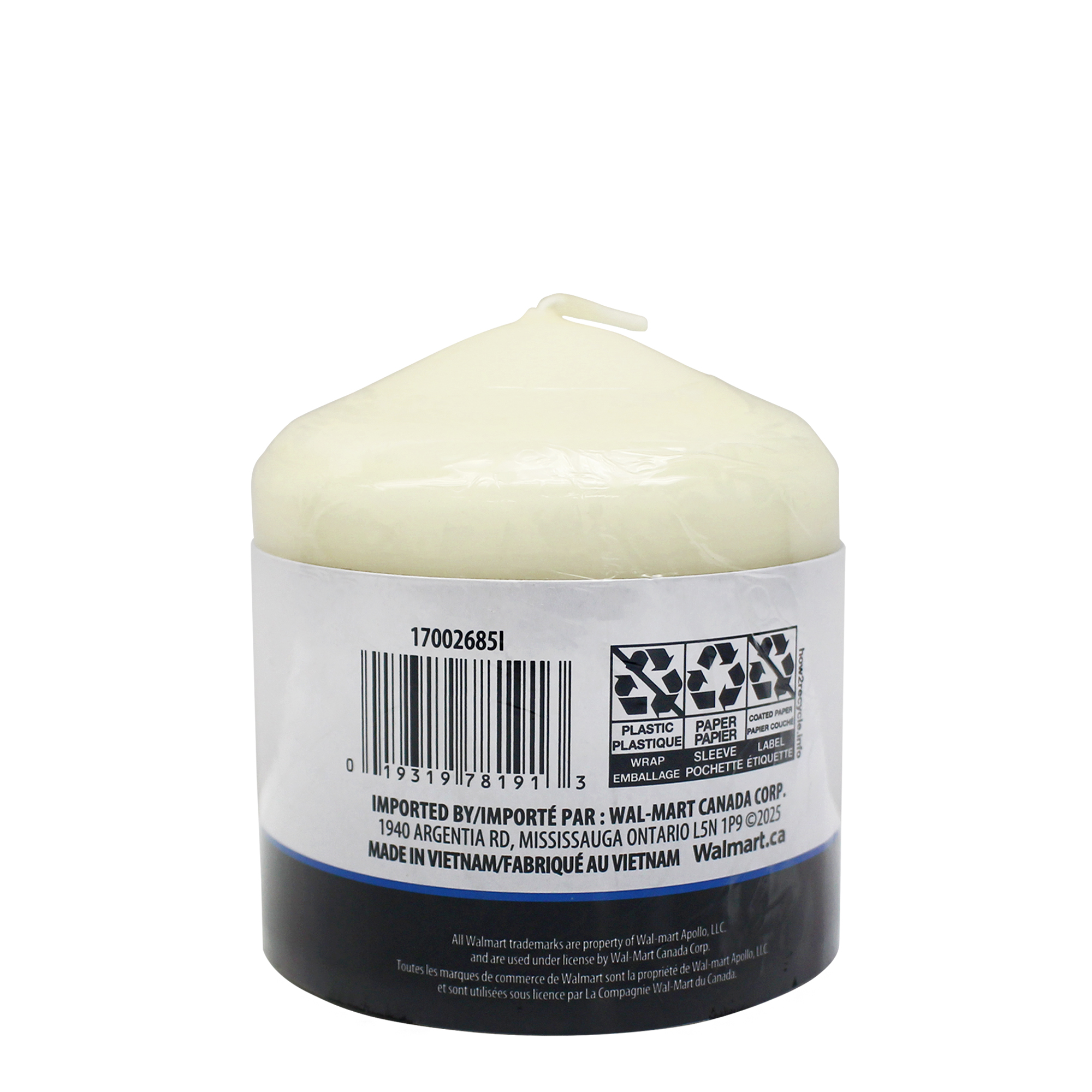 Mainstays 2PK bougies piliers ivoire, non parfumé