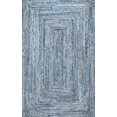 thumbnail image 2 of Aizza Trends Hand Made Hand Braided Natural Jute and Denim Floor Area Rug / Floor Carpet Rug / Natural Jute Rug, 2 of 4