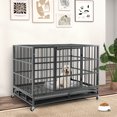 thumbnail image 2 of Gymax Cage pour Chien en Métal Pliable Robuste de 48 Pieds' avec Roulettes Verrouillables Noire, 2 of 10