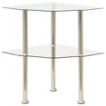 thumbnail image 1 of vidaXL 2-Tier Side Table Transparent 38x38x50 cm Tempered Glass, 1 of 5