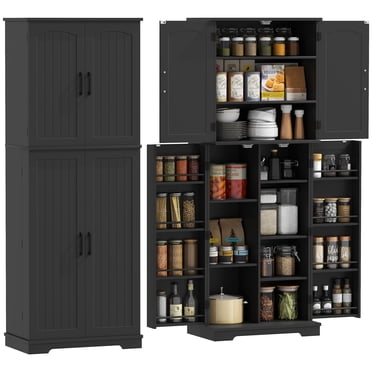 HOMCOM Pantry Cabinet, 64" Storage Cabinet with Adjustable Shelves, Black