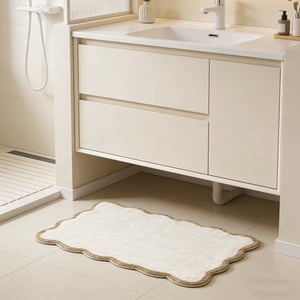 Bathroom Rugs Mat, Xinsrenus Scalloped Tufted Pile Bath Rug, Super Absorbent Soft Microfiber Bath Mats, Non-Slip Quick Dry Machine Washable 16x24 for Bathroom Floor Tub Shower