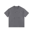 thumbnail image 1 of ShomPort T-Shirts à Manches Courtes pour Hommes Col Rond Classique Manches Courtes Décontracté Trous Déchirés Chemises Surdimensionnées, 1 of 2