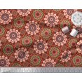 thumbnail image 3 of Soimoi Rouge Poly Georgette Tissu Multicolore Mandala Impression Tissu de Couture Yard 42 Pouces de Large, 3 of 5