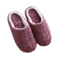 thumbnail image 1 of Mens and Womens Furry Slippers Flannel Lining Close Toe Solid Color Simplicity Thick Bottom Memory Foam Comfortable Non-Slip Warm Winter Home Slippers Purple, 1 of 9