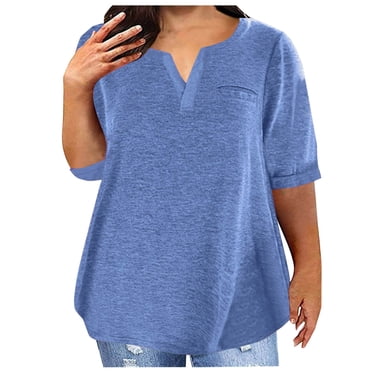 AherBiu T-Shirts Grande Taille pour Femmes Col en V Amples Confortables T-Shirts Basiques Été Entraînement T-Shirt Surdimensionné Hauts