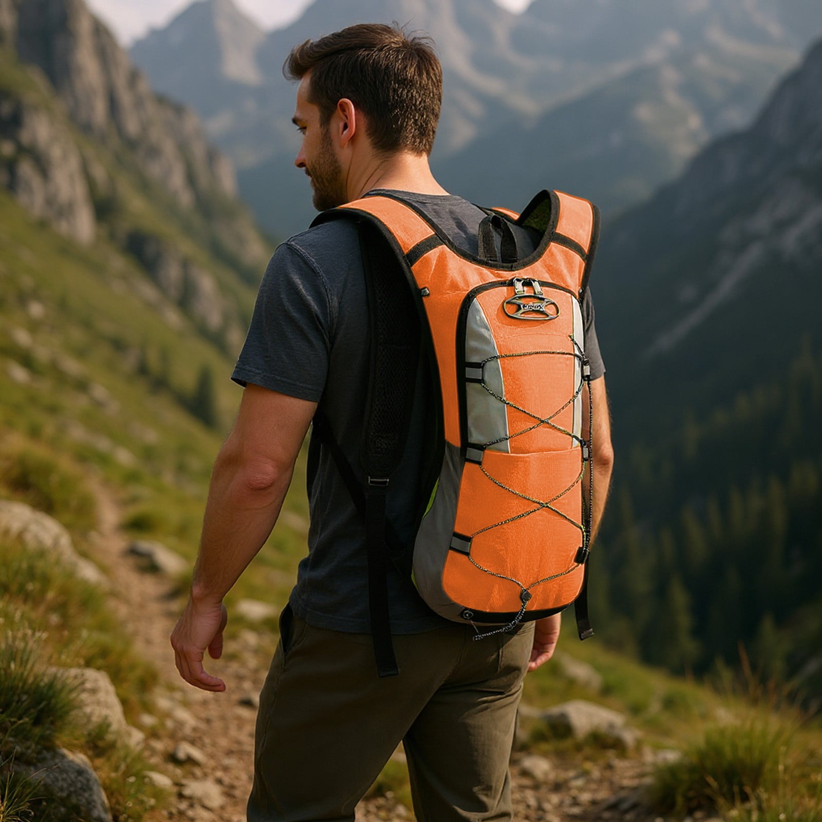 Hydration Backpack, Staron 2026 Lightweight Hydration Pack For Hiking Running Biking, Adjustable Breathable Polyester Water Backpack With Reflective T