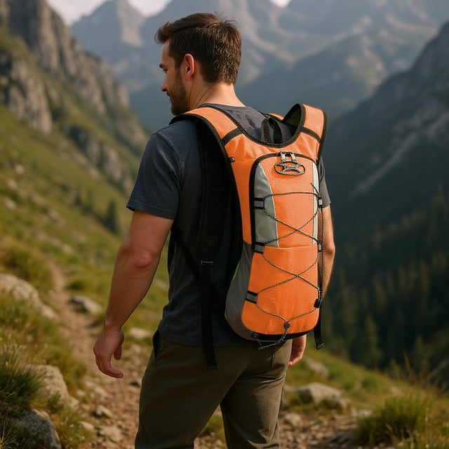 Sac à Dos d'Hydratation, Staron 2026 Sac d'Hydratation Léger pour la Randonnée, la Course et le Vélo, Sac à Dos d'Eau en Polyester Respirant et Ajustable avec Garniture Réfléchissante, Orange