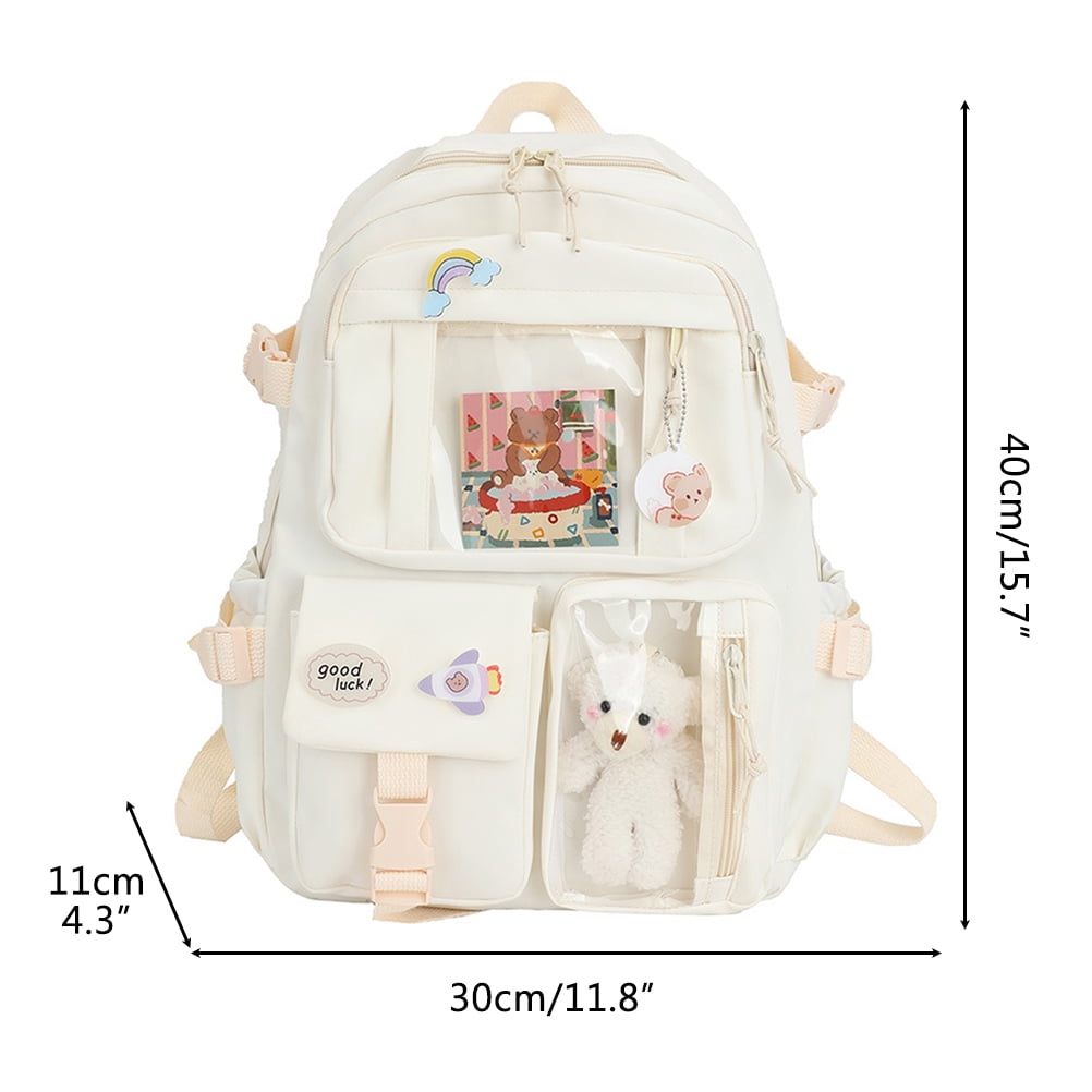 Kawaii Backpack Large Capacity Cute Bear Accessories Backpack For School Multi Pocket Japanese School Bag For Teen Girls