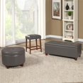 thumbnail image 3 of HomePop Grand Pouf de Rangement en Similicuir, Gris an, 3 of 12