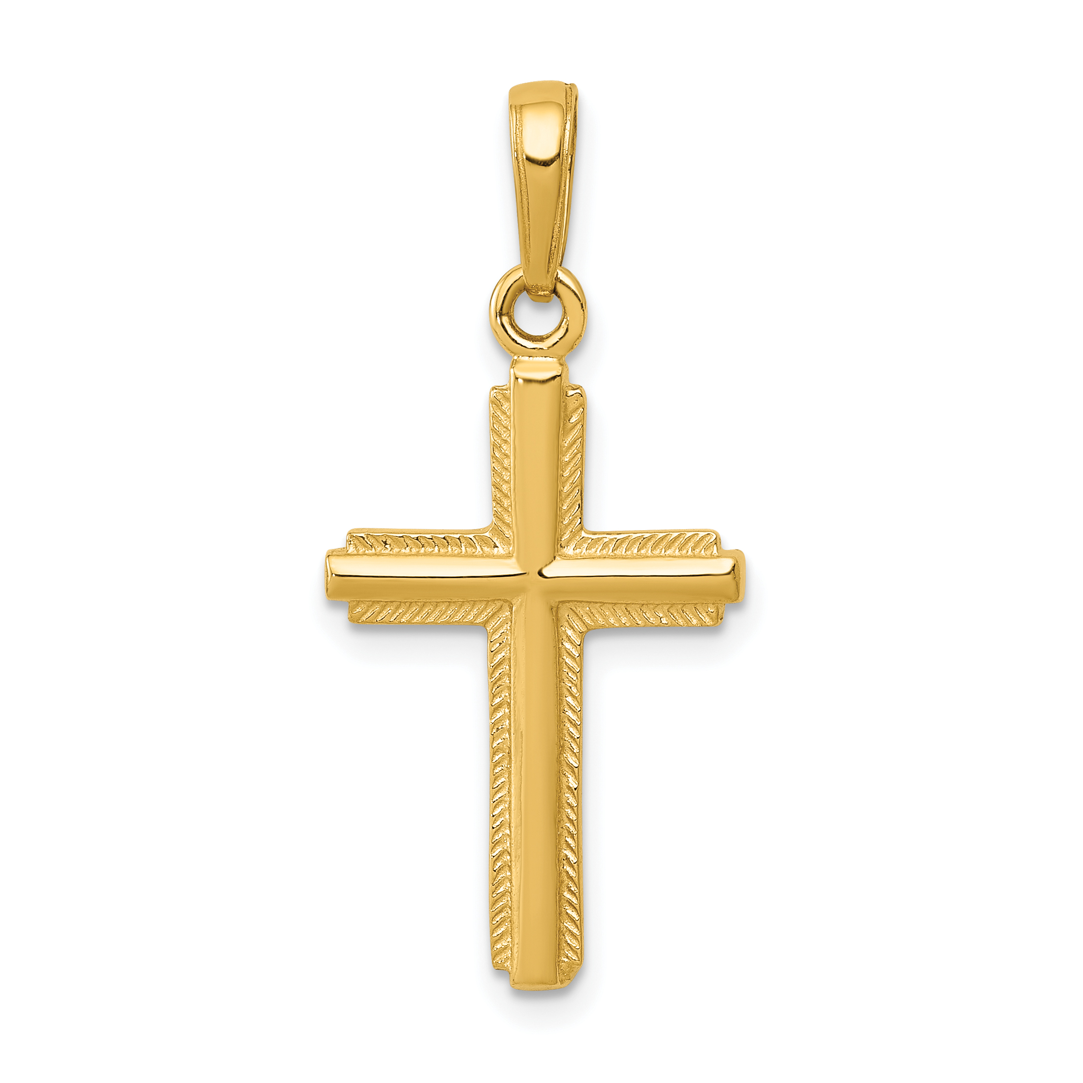 14k Yellow Gold Cross Necklace Charm Pendant Religious Latin