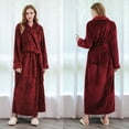 thumbnail image 4 of Women's Plush Fleece Robe with Elastic Waist Design Long Warm Solid Bathrobe Dressing Nightgown, 4 of 5