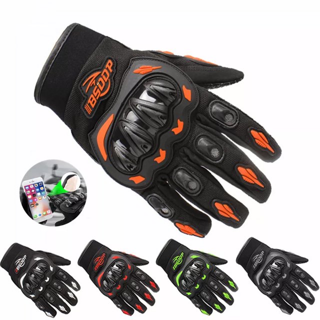 maskred Maximum Protection Leather Motorcycle Gloves With Padding • Breathable orange M