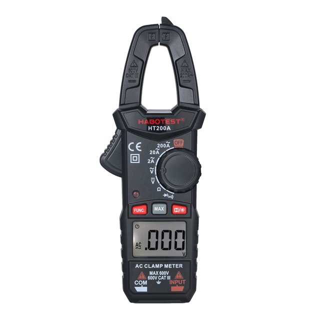 HABOTEST HABOTEST HT200A Pince Compacte pour AC, Multimètre Numérique Auto-Rangement, Noir, Batterie Non Incluse, Capacité 600V/200A, Design Léger et Portable