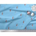 thumbnail image 2 of Soimoi Blue Rayon Crepe Fabric Stars & Violin Musical Instrument Fabric Prints By Yard 46 Inch Wide, 2 of 5