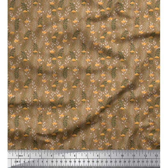Soimoi Tissu en Batiste de Coton Marocain, Tissu Imprimé à Rayures et Insectes Scarabées au Mètre, 42 Pouces de Large