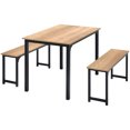 thumbnail image 3 of Gymax Modern 3 PCS Dining Table Bench Set w/ Metal Frame & Wooden Tabletop Natural, 3 of 3