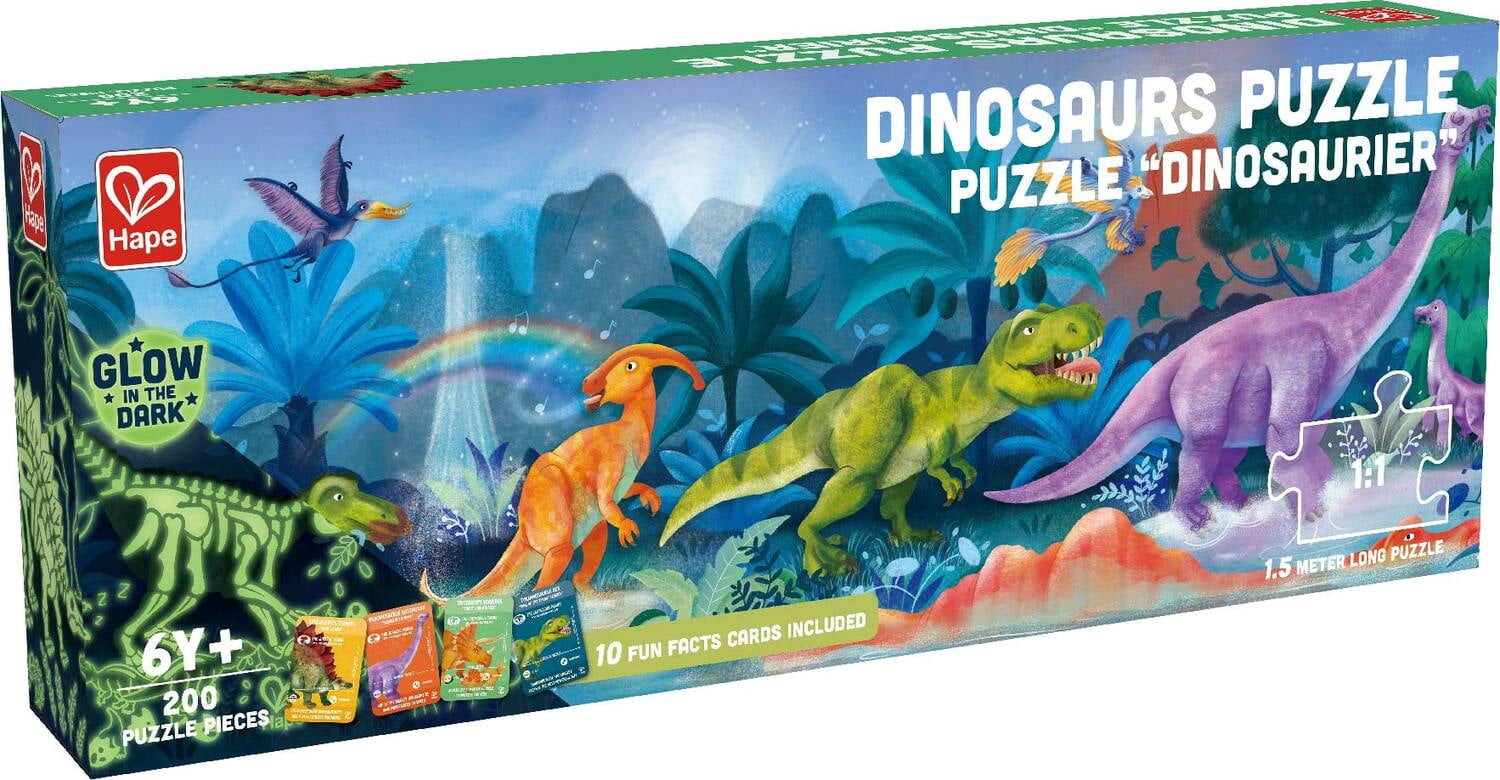 Hape : Puzzle 210 pcs / Dinosaur glow-in-the-dark