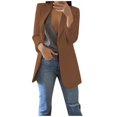 thumbnail image 2 of Women Solid Open Front Pockets Cardigan Formal Suit Long Sleeve Blouse Coat, 2 of 6