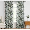 thumbnail image 1 of Vargottam Cotton Curtains for Windows - 3-in-1 Rod Pocket/Back Tab Short Window Drapes - Light Filtering Cotton Panels - Set of 2, 52"x63" - Tropical Leaves And Bird Print (Green), 1 of 8