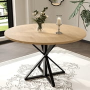 Kojooin Round Dining Table for 4, 47" Dining Table, Circle Table, Dining Room Table with Heavy Duty Metal Base, Round Kitchen Table for Kitchen Dinning Room(Only Table)