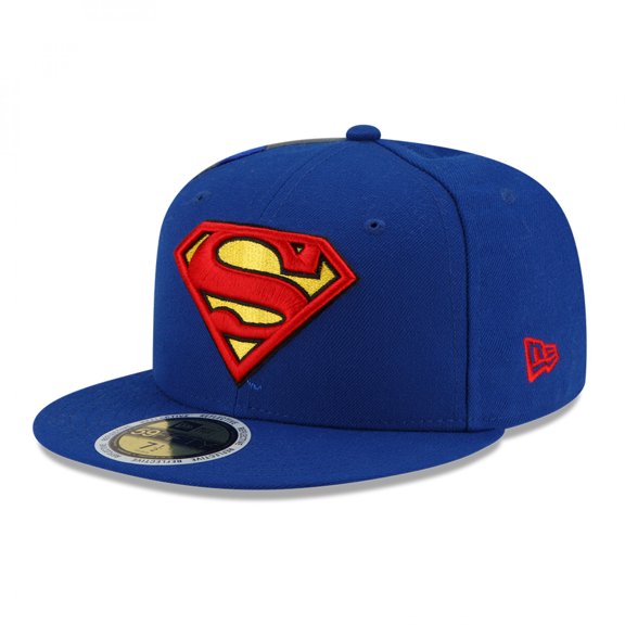 DC Comics Superman Side Panel Logo New Era 59Fifty Fitted Flat Bill Hat-7 1/8 Fitted