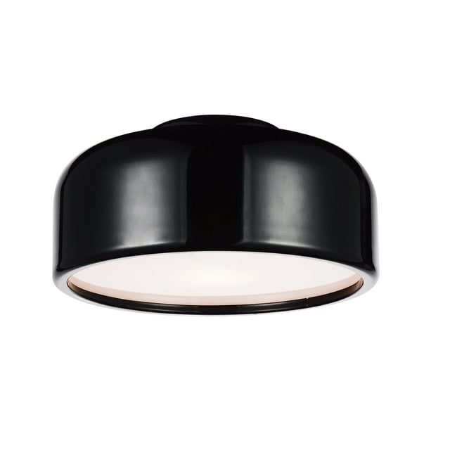 2 Light Drum Shade Flush Mount with Black finish