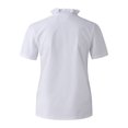 thumbnail image 4 of Women's Casual Solid Color Ruffle Collar Long Sleeve Ruffle Shirt Blouse V Neck Short Sleeve Shirt Tops, 4 of 7