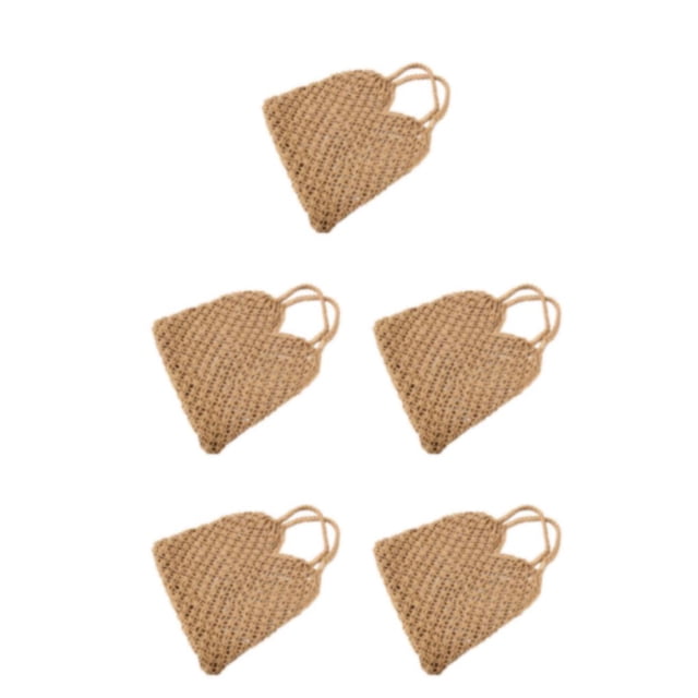 Decodeary Stay Organized And Fashionable With Reusable Shoulder Bag Wide Application Blended Straw Beach Bag khaki 5Set