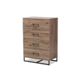 thumbnail image 2 of Baxton Studio Daxton Moderne et Contemporain Bois Finition Chêne Rustique Commode de Rangement 4 Tiroirs, 2 of 5