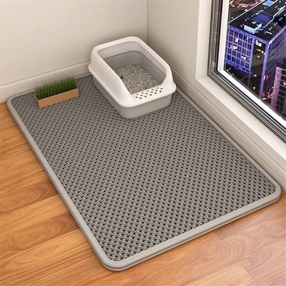 Cat Litter Mat Double Layer, Waterproof & Urine Proof, Non-Slip Scratch Pad, Easy Clean Large Toilet Mat for Cats