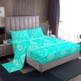 thumbnail image 1 of Erosebridal Bohemian Aztec Bed Sheets Queen, Tribal Geometric Pattern Bedding Queen Size, Cyan Blue 4 Pieces, 1 of 7
