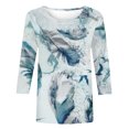 thumbnail image 5 of Hauts pour Femmes T-shirt Ample Imprimé de Mode pour Femmes Blouse à Manches 3/4 Col Rond Hauts Décontractés Hauts pour Femmes Manches 3/4 en Liquidation, 5 of 5