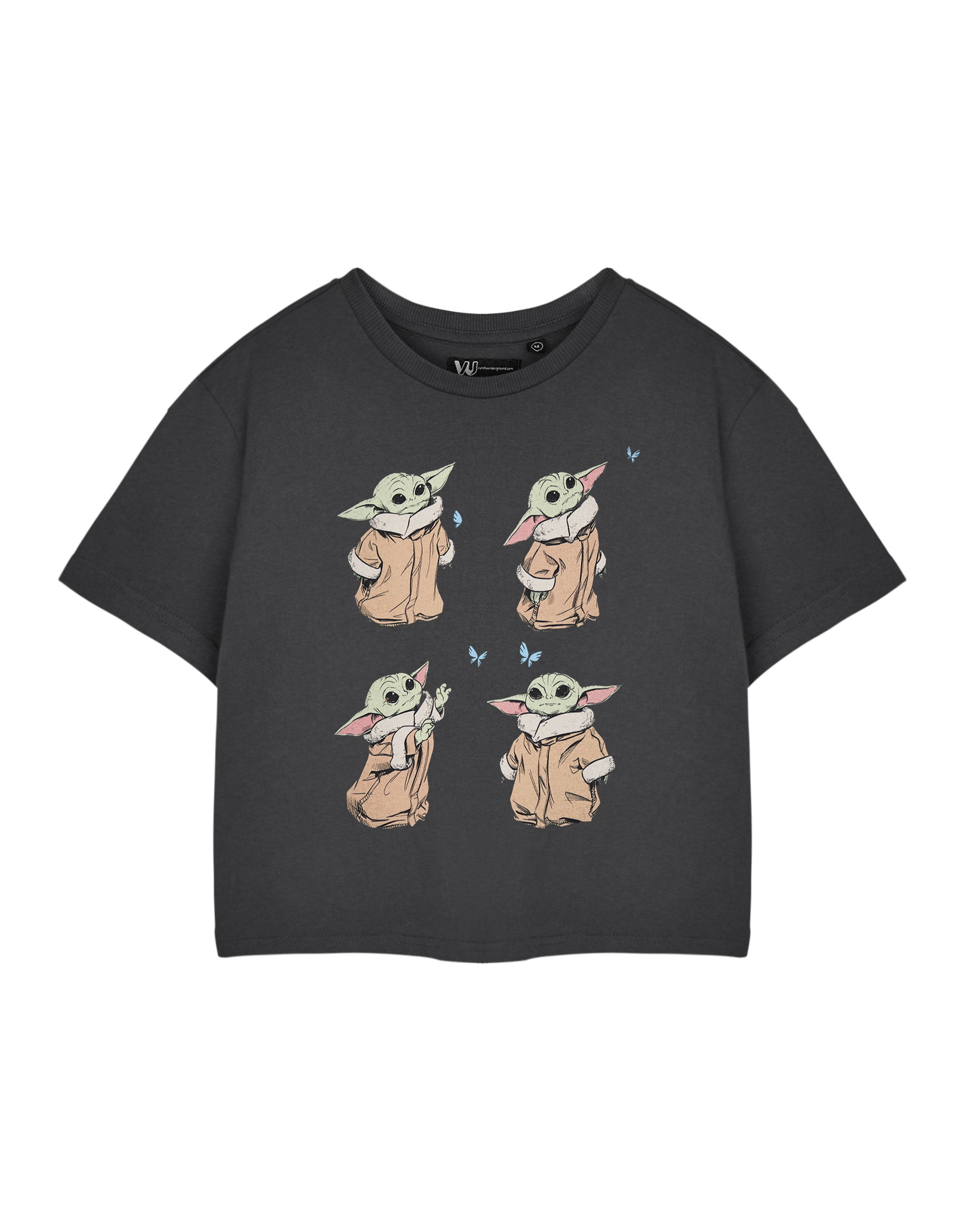 Star Wars The Mandalorian Womens Grey Cropped Short Sleeved T-Shirt